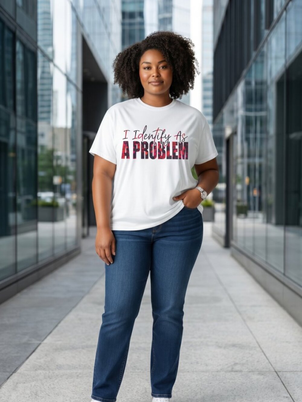 I Identify As a Problem Graphic T-Shirt, White SIZE  M